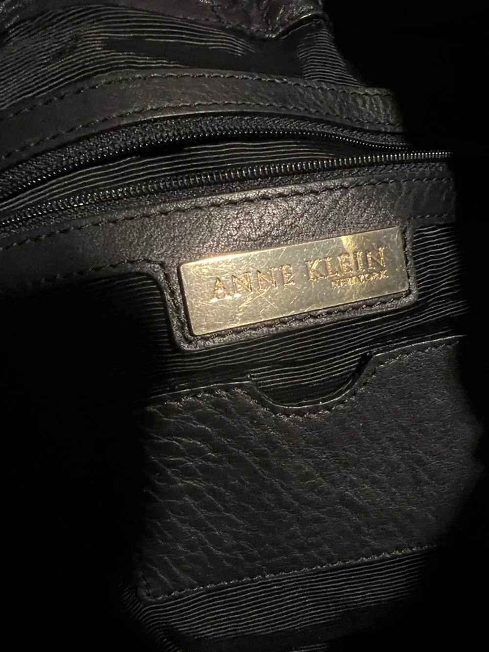 Anne Klein Black Pebbled Leather Hobo Bag